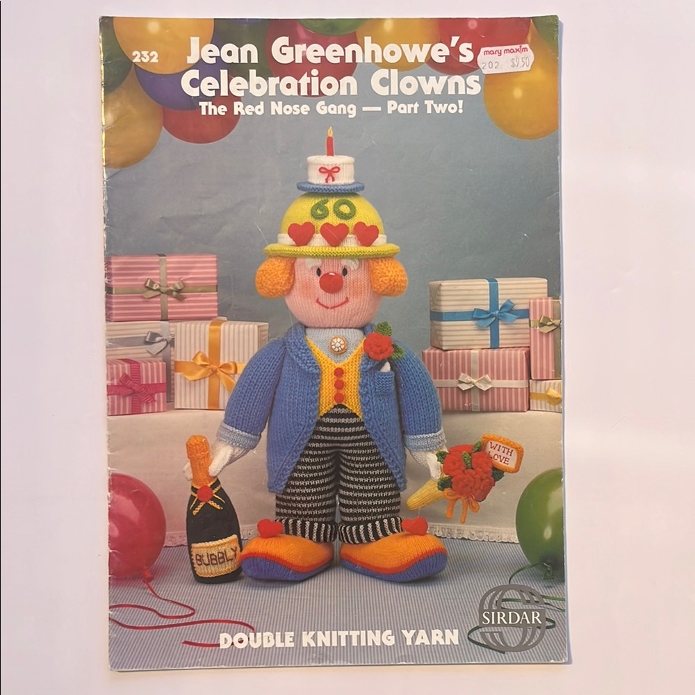 Jean Greenhowe’s Celebration Clowns Knitting Pattern Book 1993 Dolls Vintage